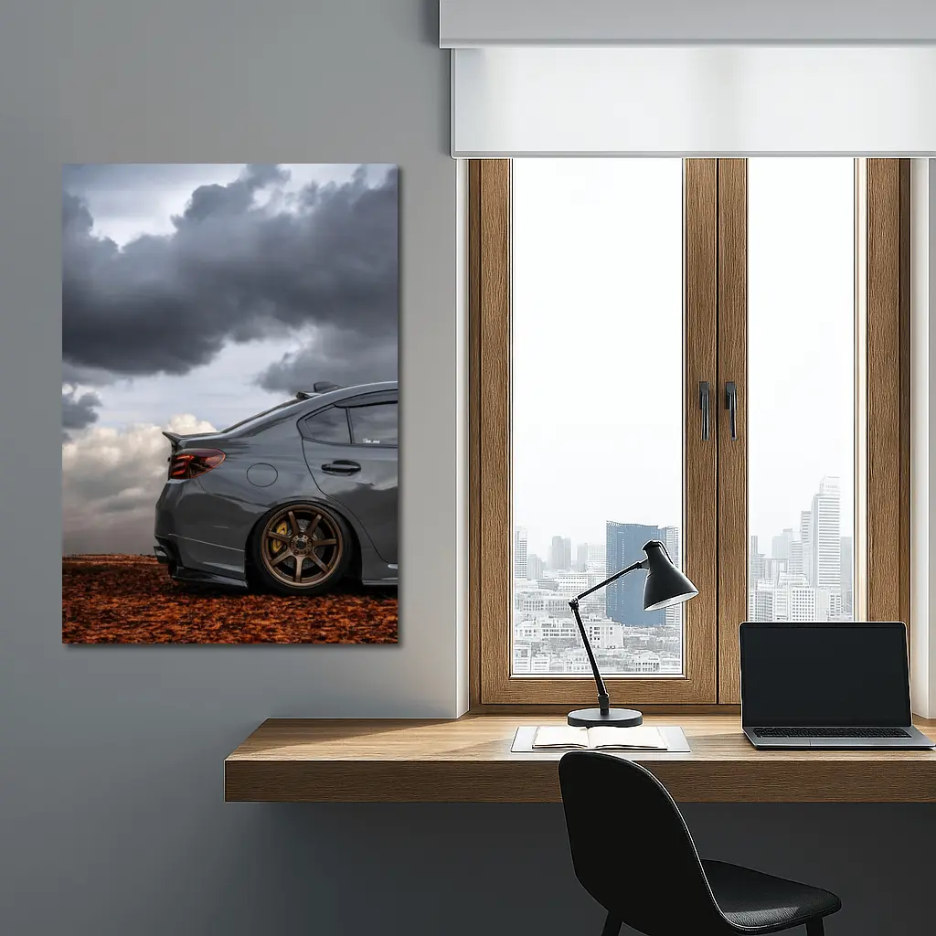 Subaru WRX STI Gray Stormy Cloudy Sky – Wall Art