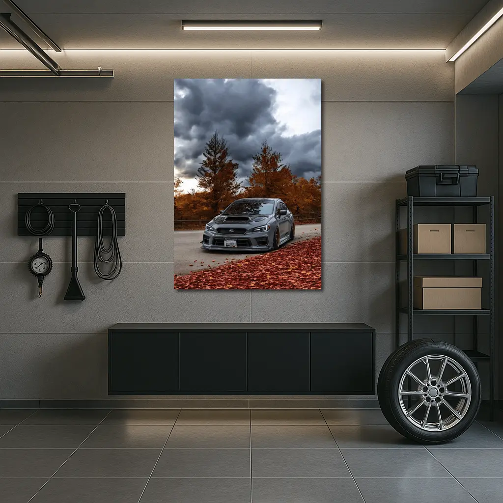Subaru WRX STI Gray Stormy Autumn Sky – Wall Art