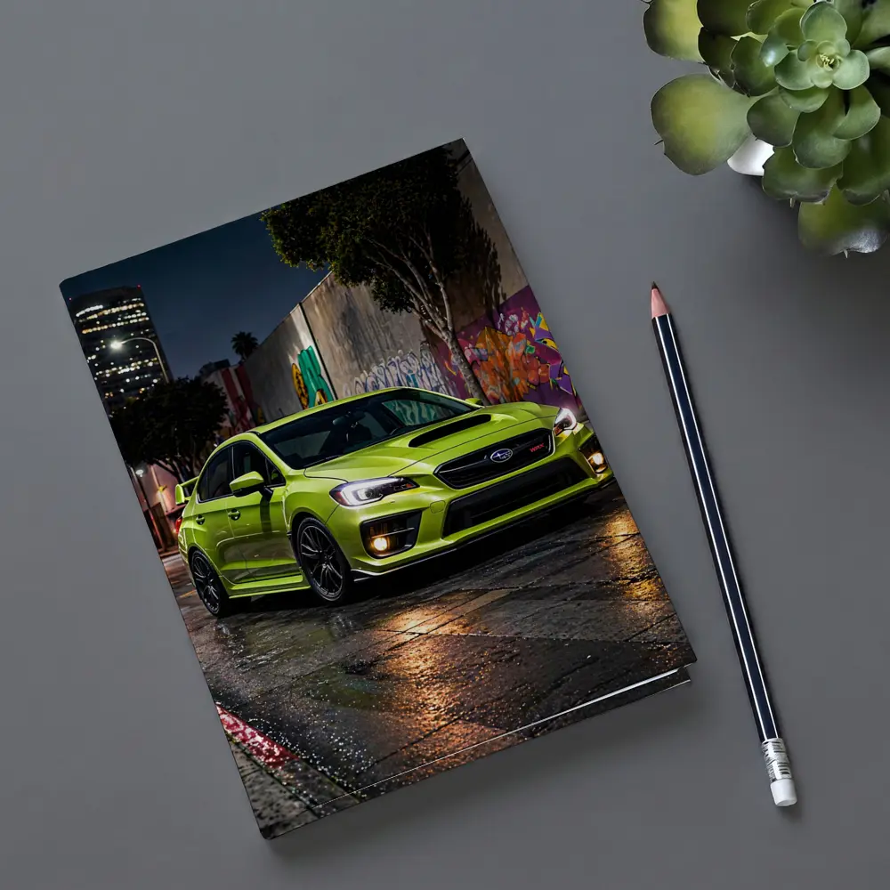 Subaru WRX STI Green Night City Streets – Notebooks