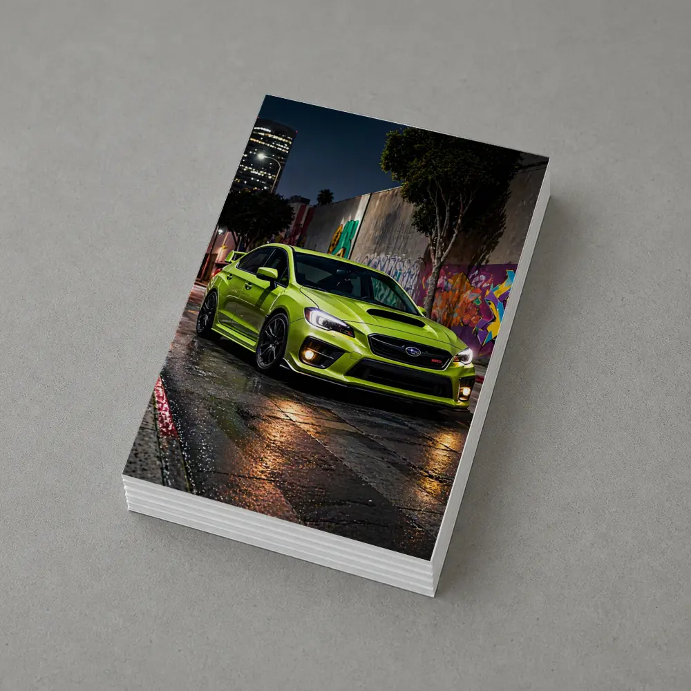 Subaru WRX STI Green Night City Streets – Postcards