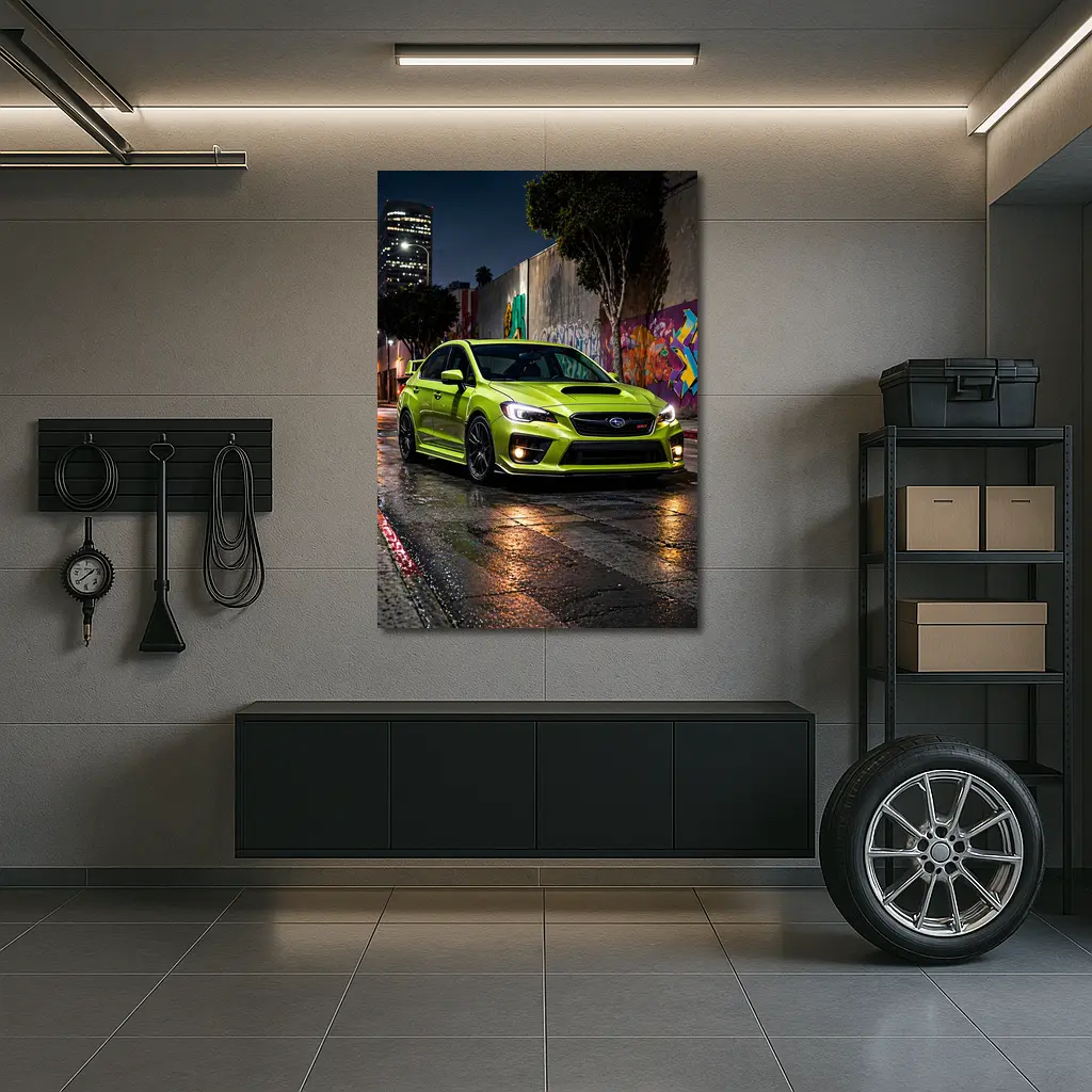 Subaru WRX STI Green Night City Streets – Wall Art