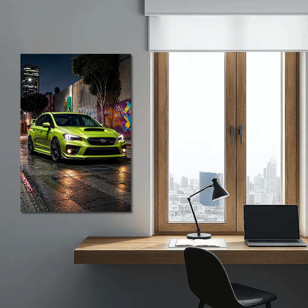 Subaru WRX STI Green Night City Streets – Wall Art