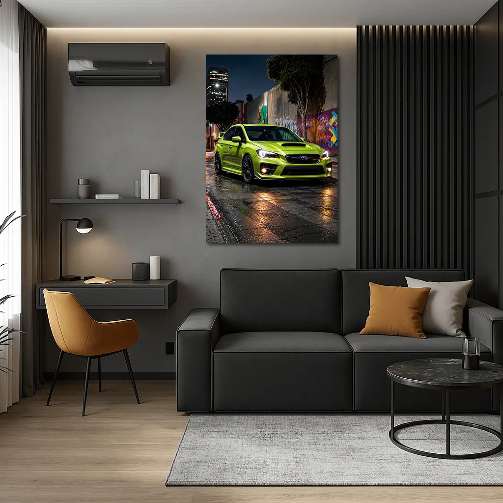 Subaru WRX STI Green Night City Streets – Wall Art