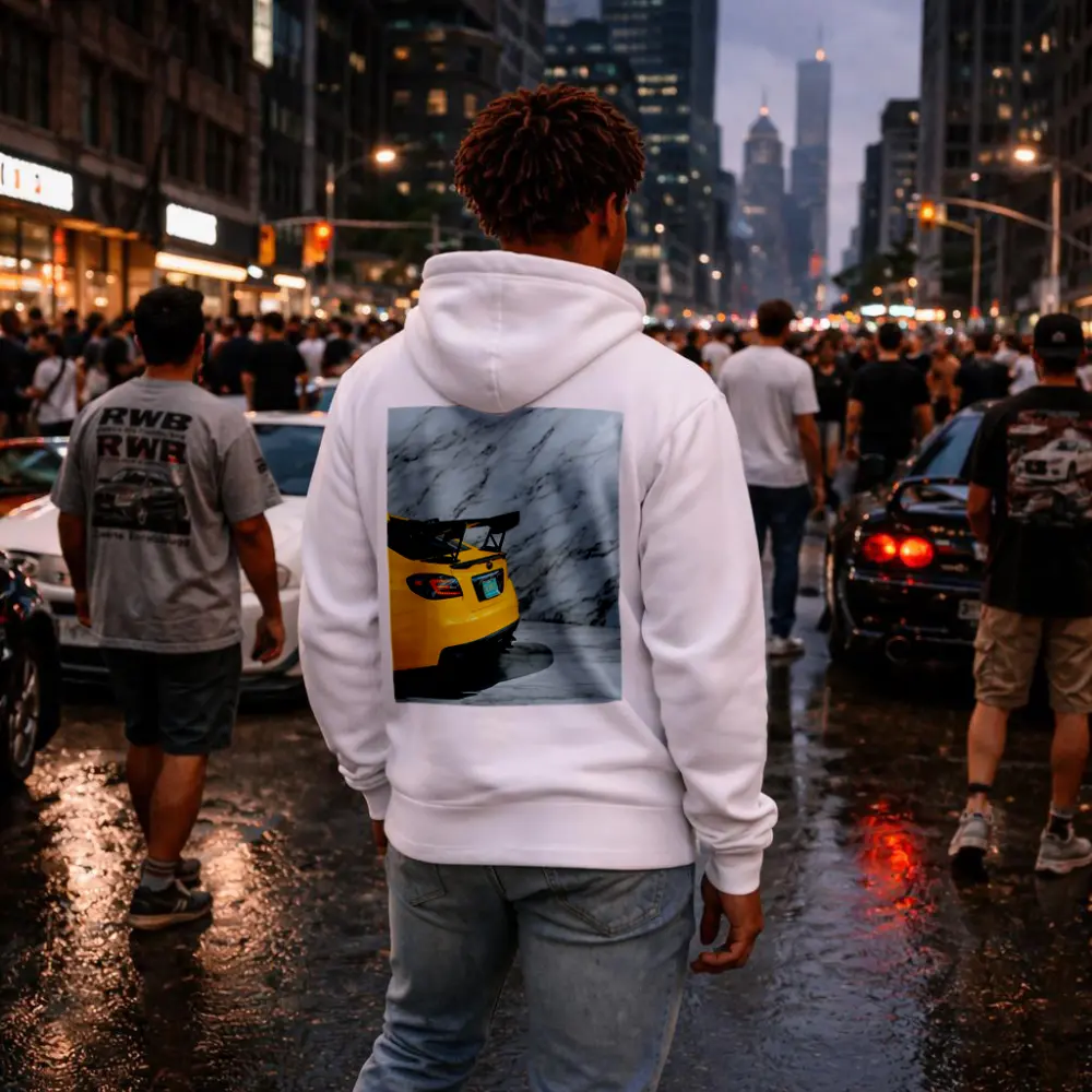 Subaru BRZ Yellow Rear Marble Background – Hoodies