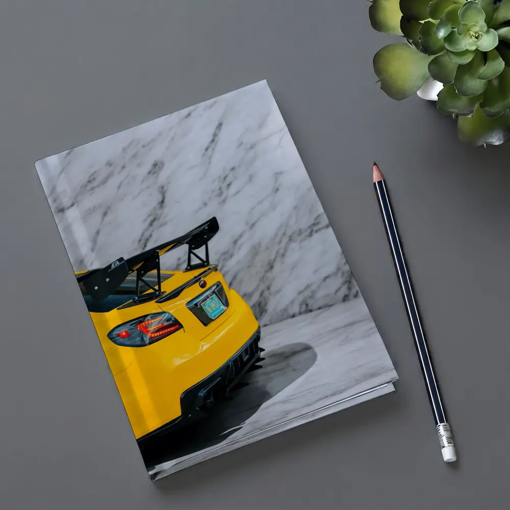 Subaru BRZ Yellow Rear Marble Background – Notebooks