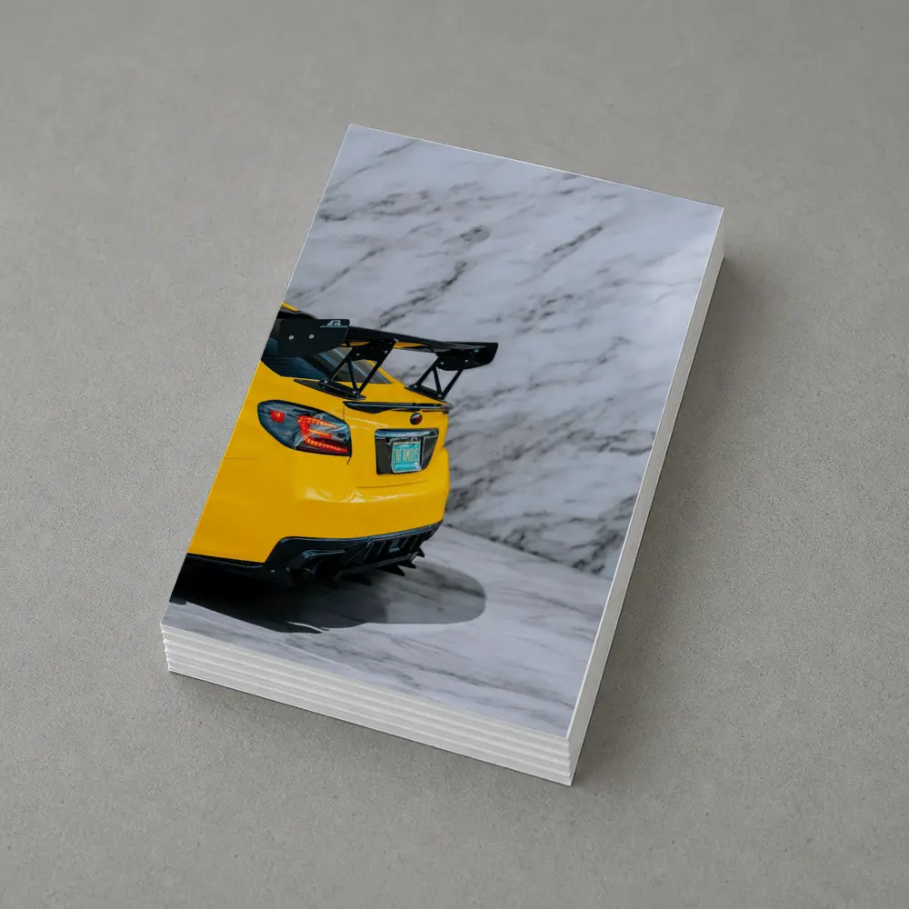 Subaru BRZ Yellow Rear Marble Background – Postcards