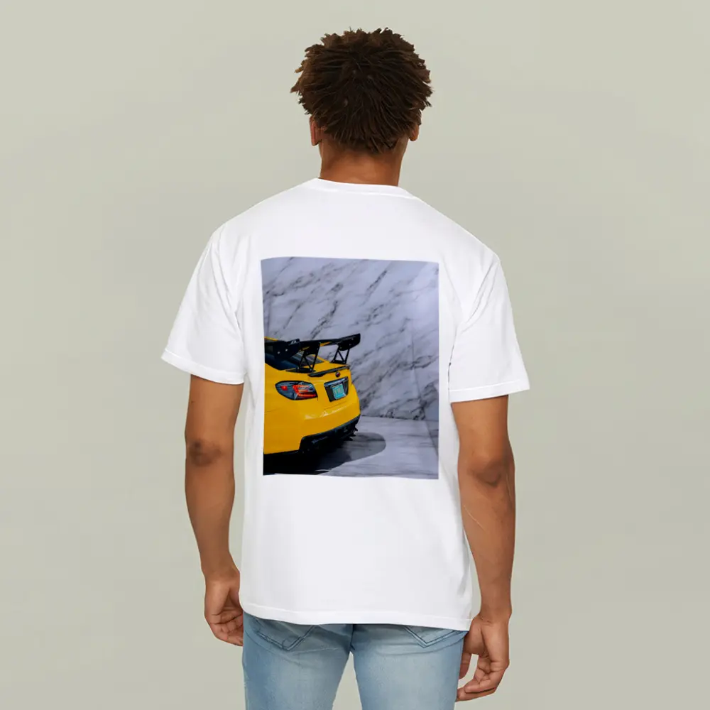 Subaru BRZ Yellow Rear Marble Background – T-Shirts