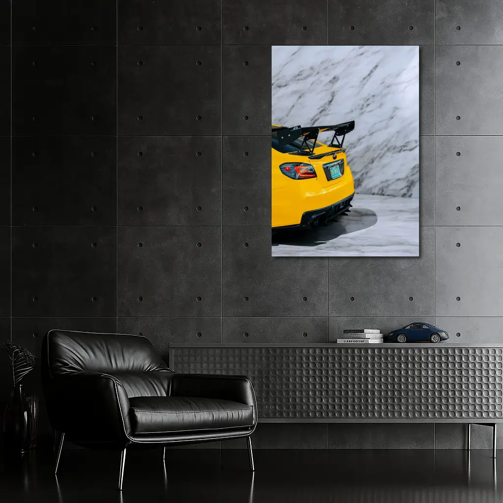 Subaru BRZ Yellow Rear Marble Background – Wall Art