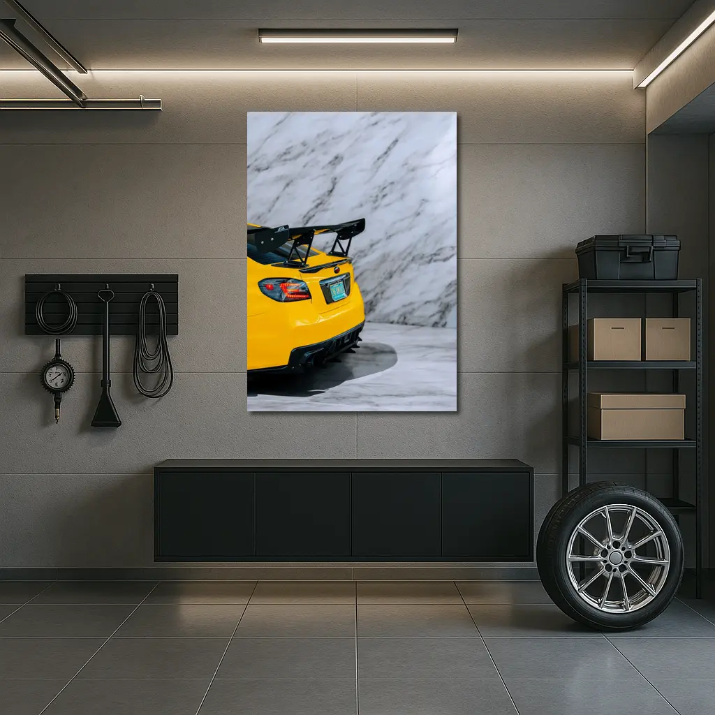 Subaru BRZ Yellow Rear Marble Background – Wall Art