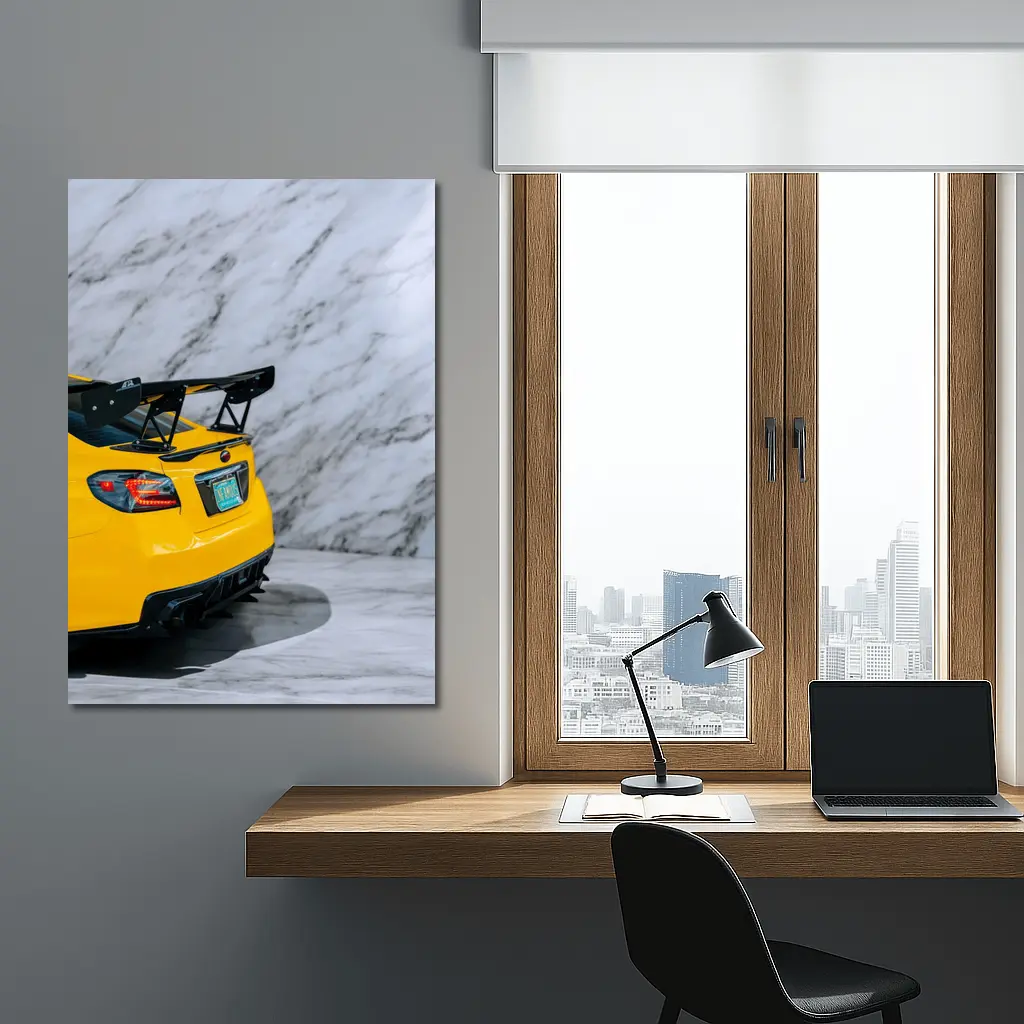 Subaru BRZ Yellow Rear Marble Background – Wall Art