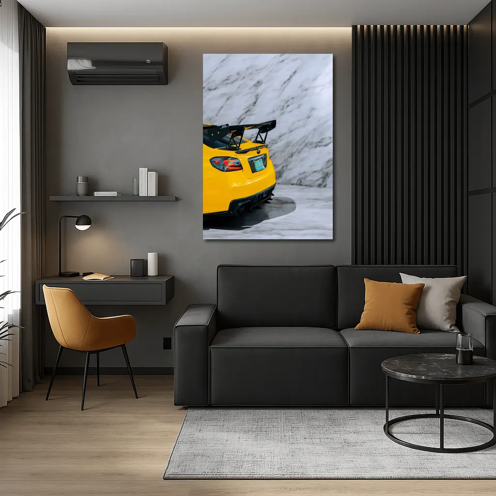 Subaru BRZ Yellow Rear Marble Background – Wall Art