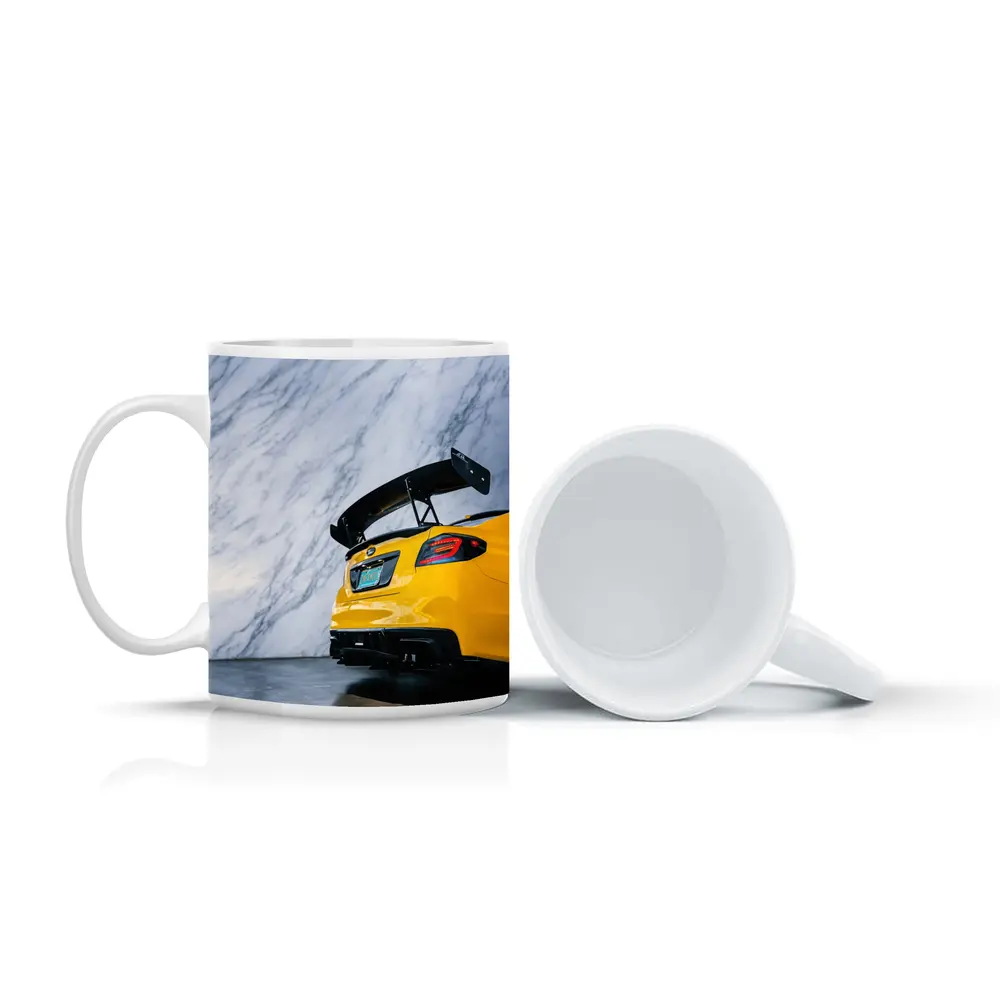 Subaru BRZ Yellow Rear Marble Background – Mugs