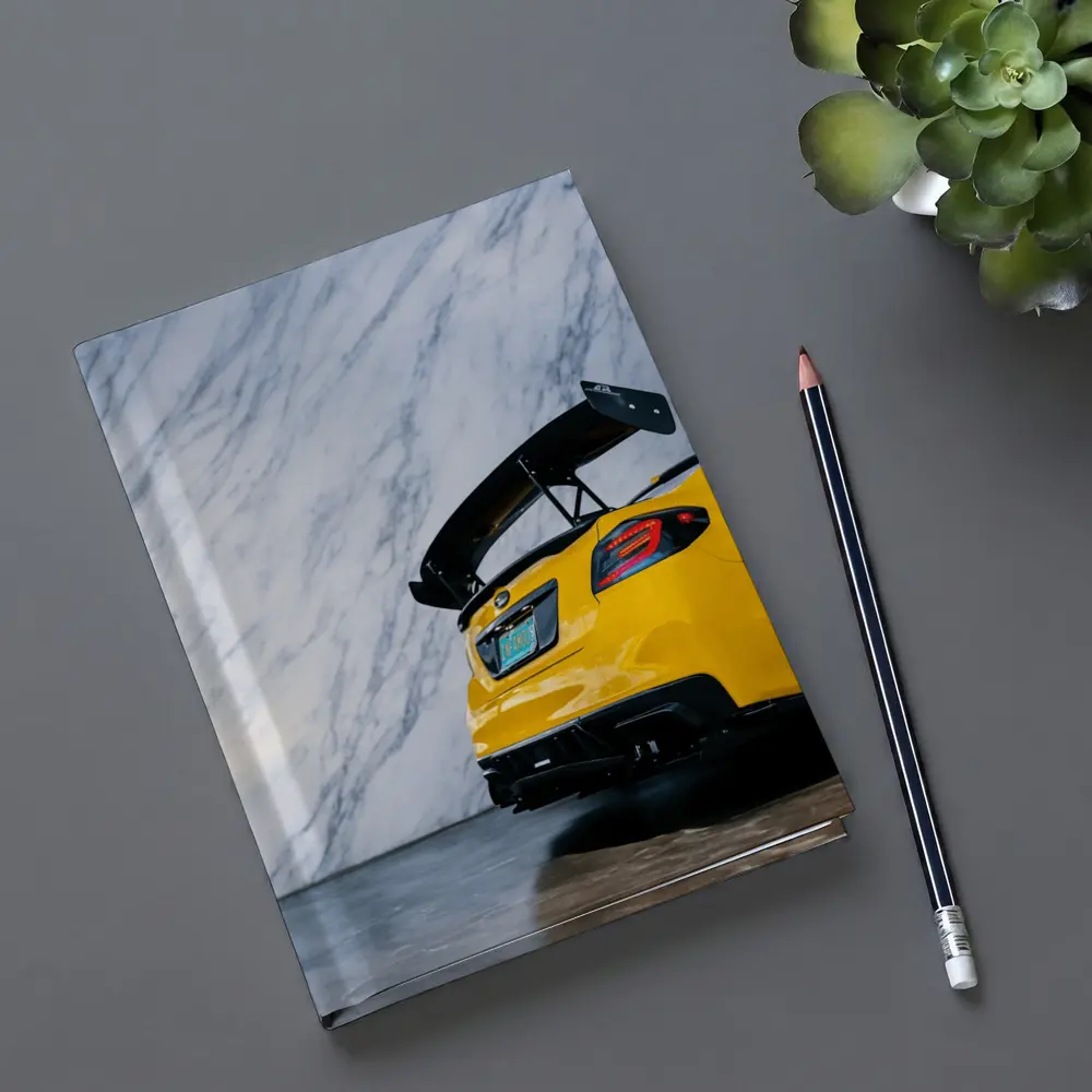 Subaru BRZ Yellow Rear Marble Background – Notebooks