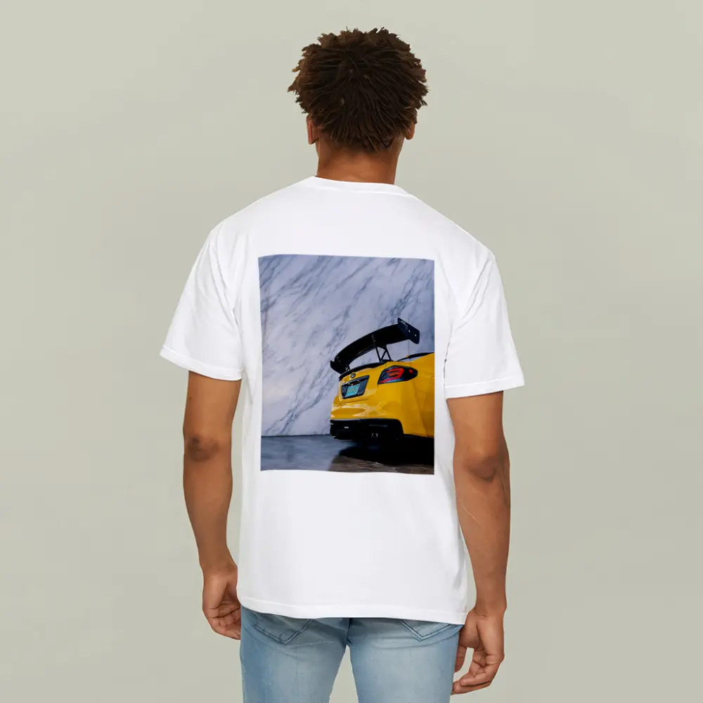 Subaru BRZ Yellow Rear Marble Background – T-Shirts