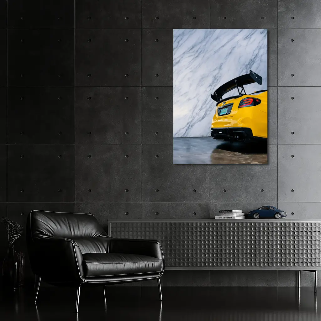 Subaru BRZ Yellow Rear Marble Background – Wall Art
