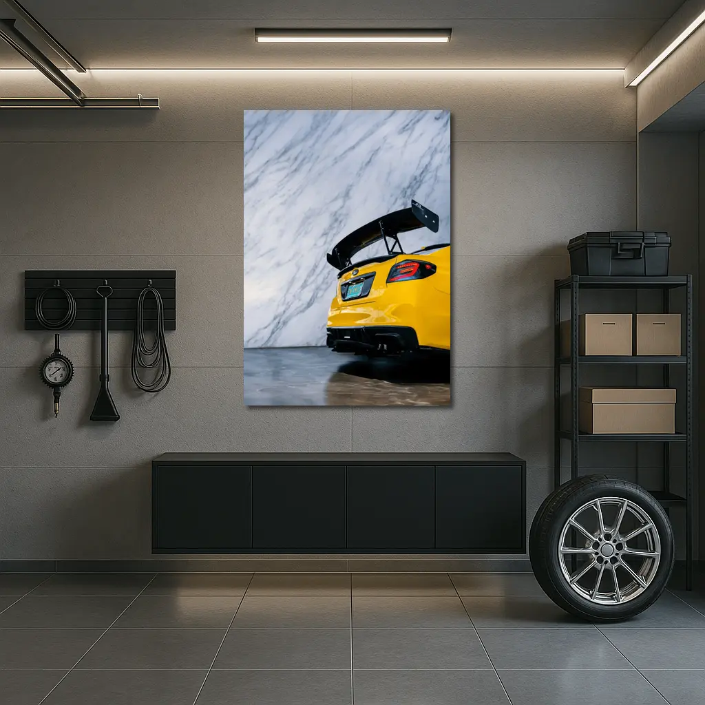 Subaru BRZ Yellow Rear Marble Background – Wall Art