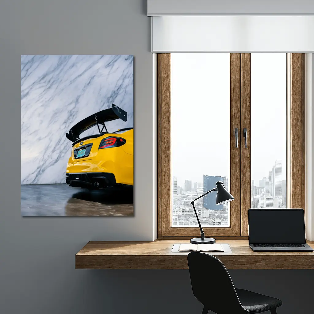 Subaru BRZ Yellow Rear Marble Background – Wall Art