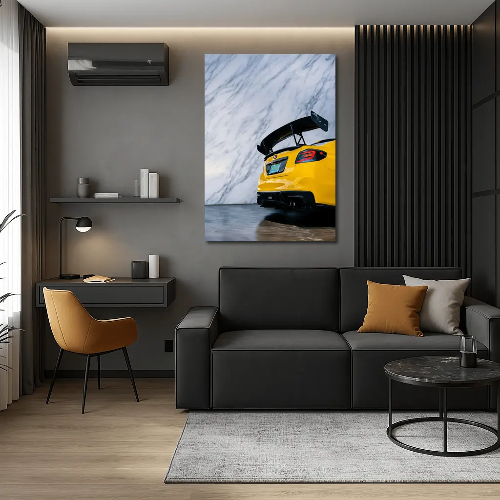 Subaru BRZ Yellow Rear Marble Background – Wall Art
