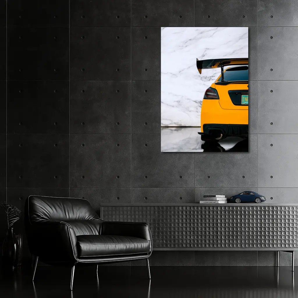 Subaru WRX STI Yellow Rear Wing Marble – Wall Art