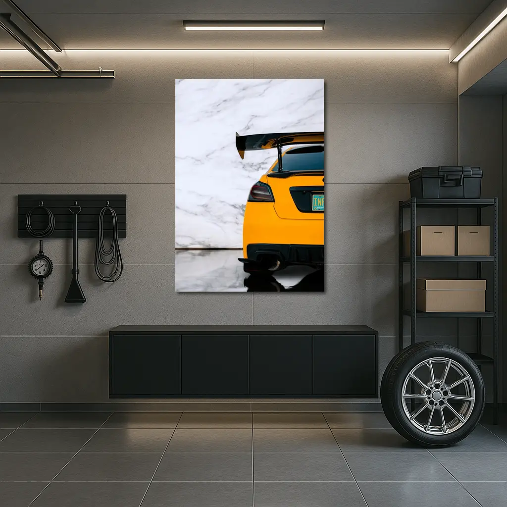 Subaru WRX STI Yellow Rear Wing Marble – Wall Art