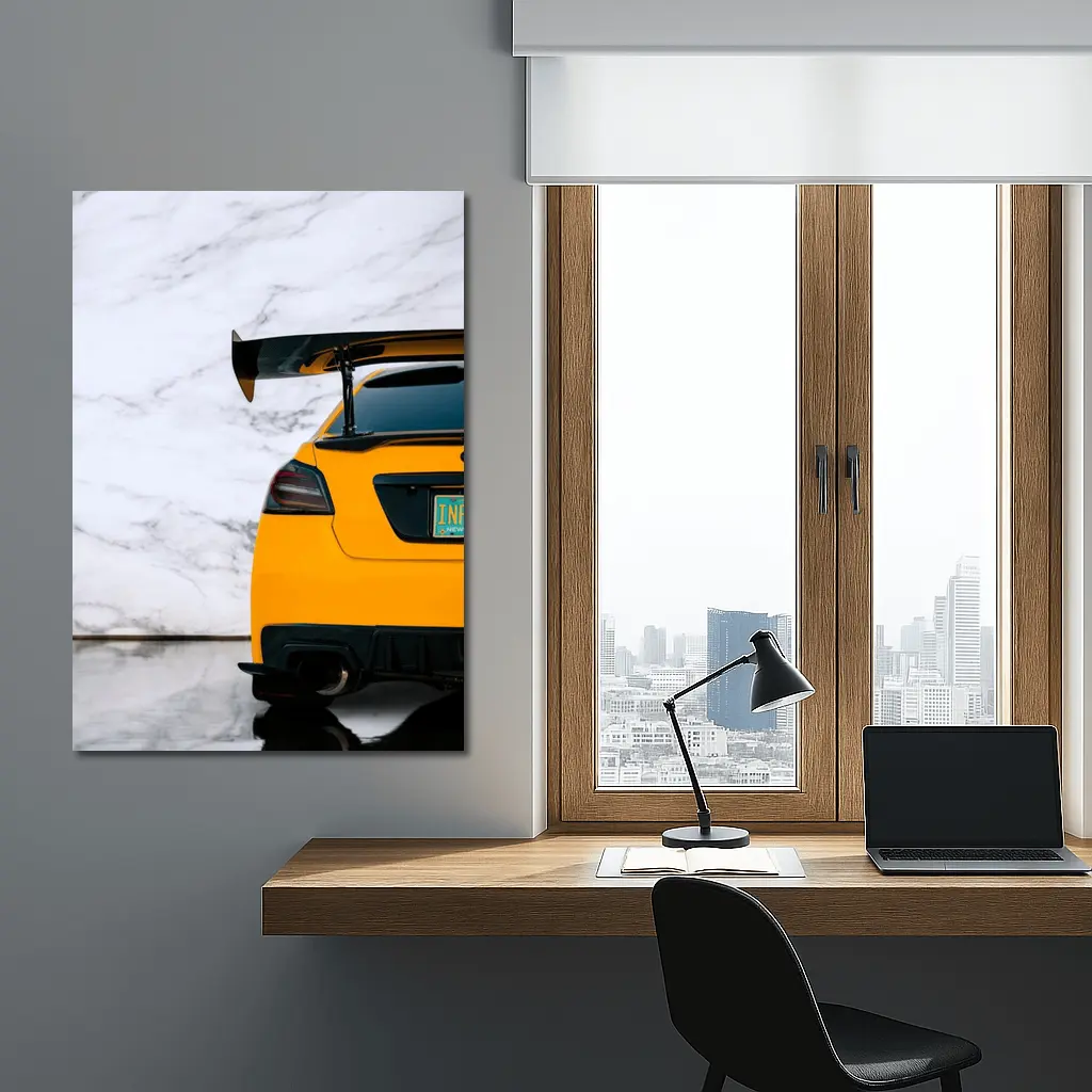 Subaru WRX STI Yellow Rear Wing Marble – Wall Art