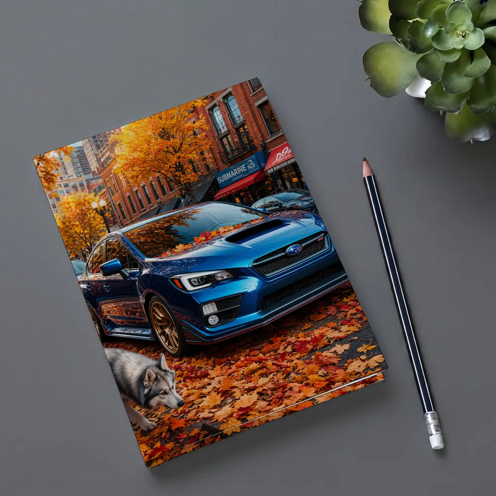 Subaru WRX Blue Sedan Autumn City Street – Notebooks
