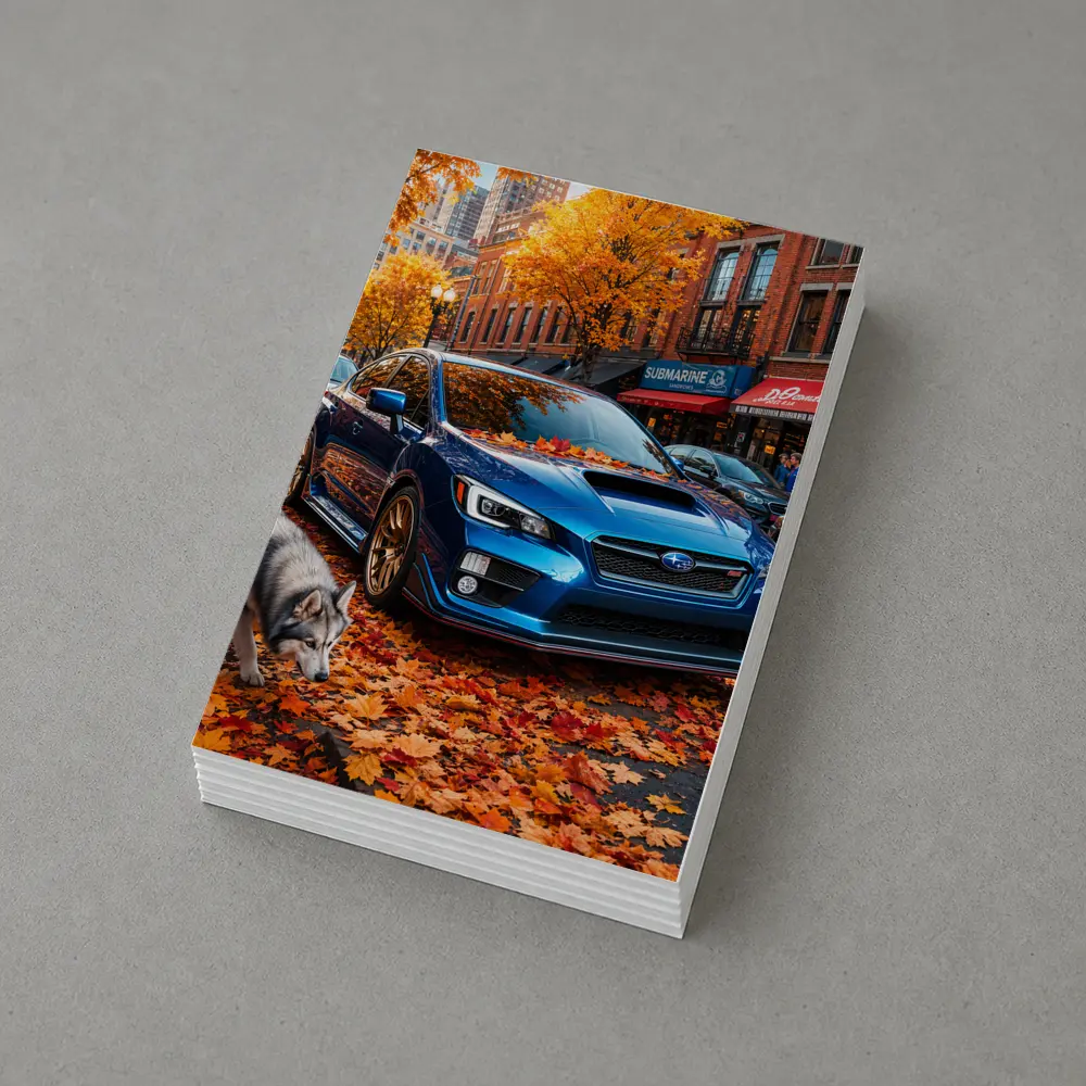 Subaru WRX Blue Sedan Autumn City Street – Postcards