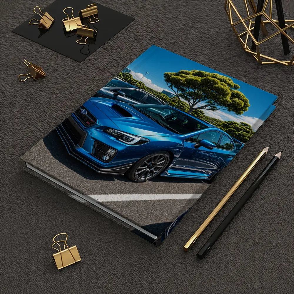 Subaru WRX STI Blue Parking Lot Scene – Notebooks