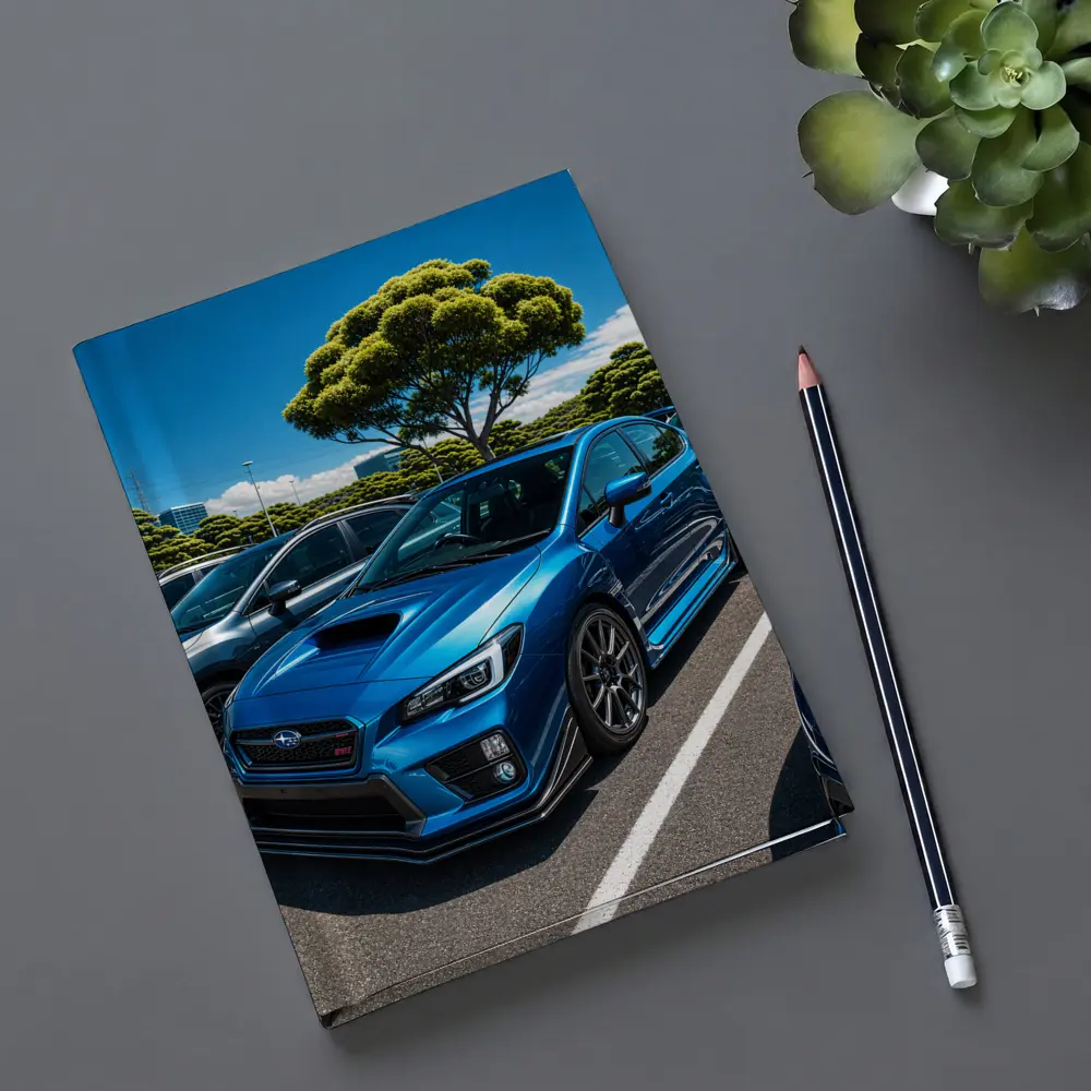 Subaru WRX STI Blue Parking Lot Scene – Notebooks