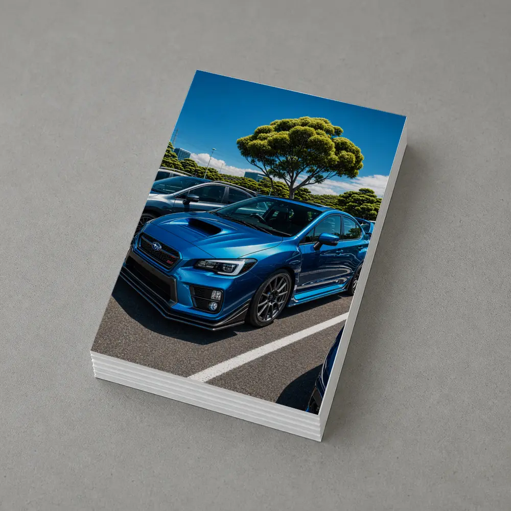 Subaru WRX STI Blue Parking Lot Scene – Postcards