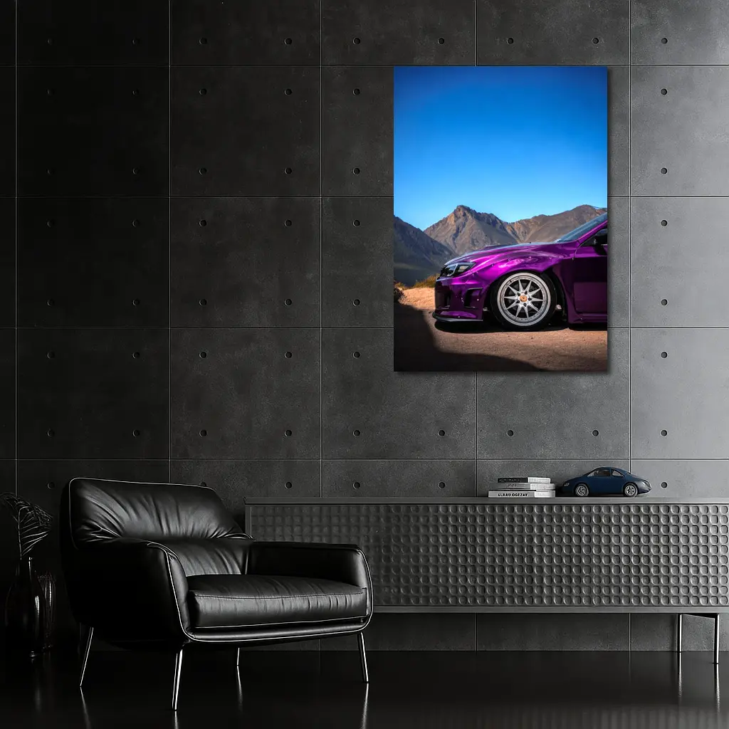 Subaru WRX Purple Chrome Mountain Road – Wall Art