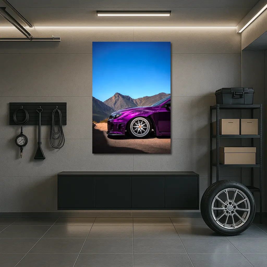 Subaru WRX Purple Chrome Mountain Road – Wall Art