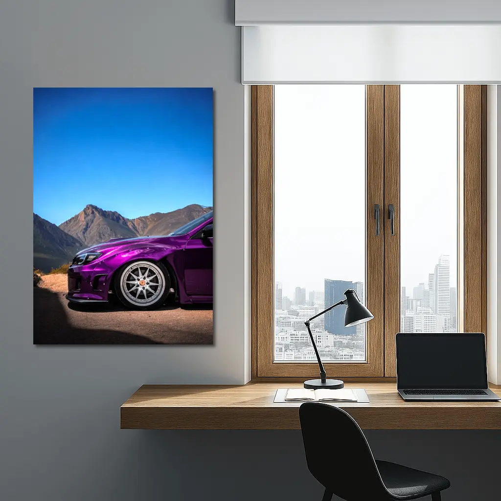 Subaru WRX Purple Chrome Mountain Road – Wall Art
