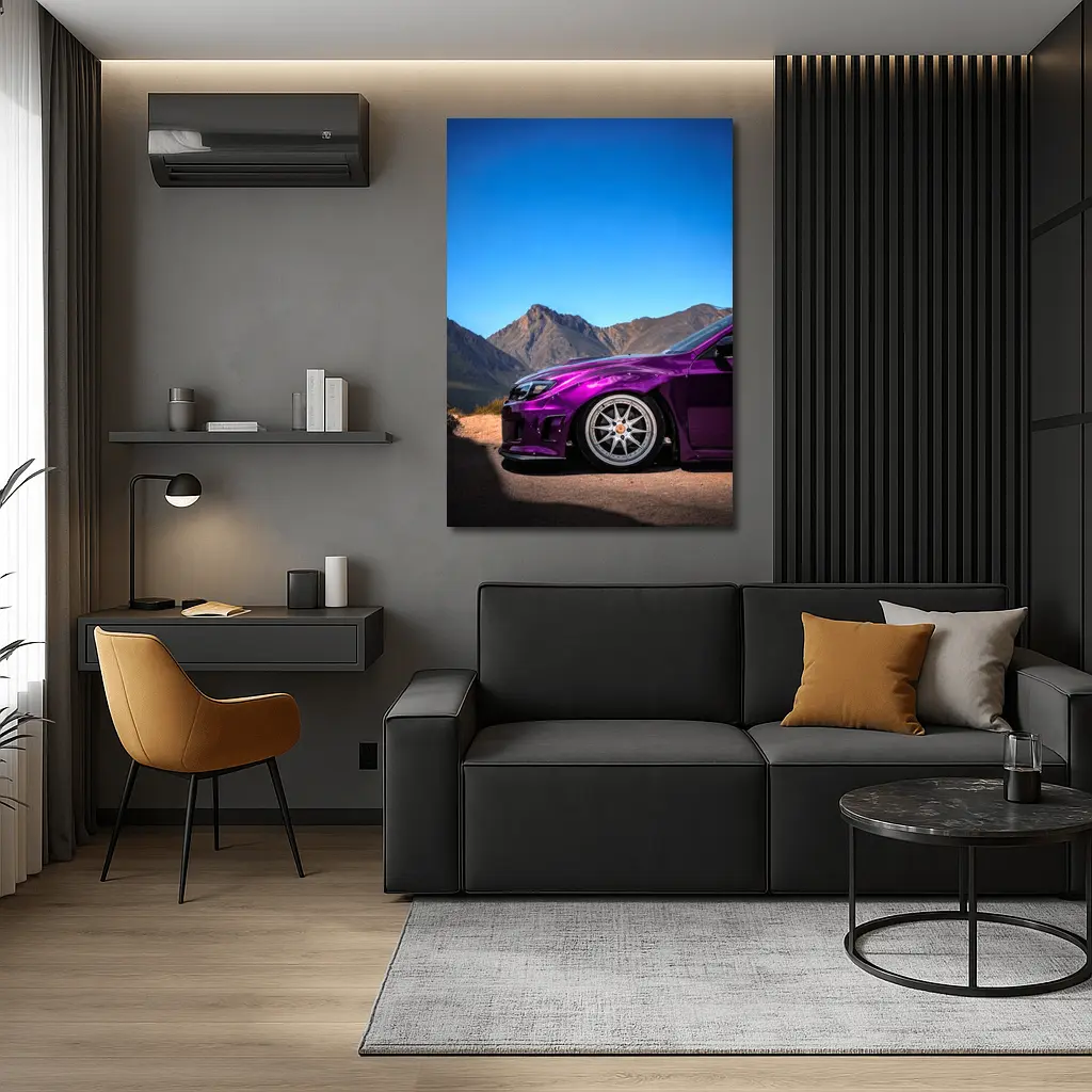 Subaru WRX Purple Chrome Mountain Road – Wall Art