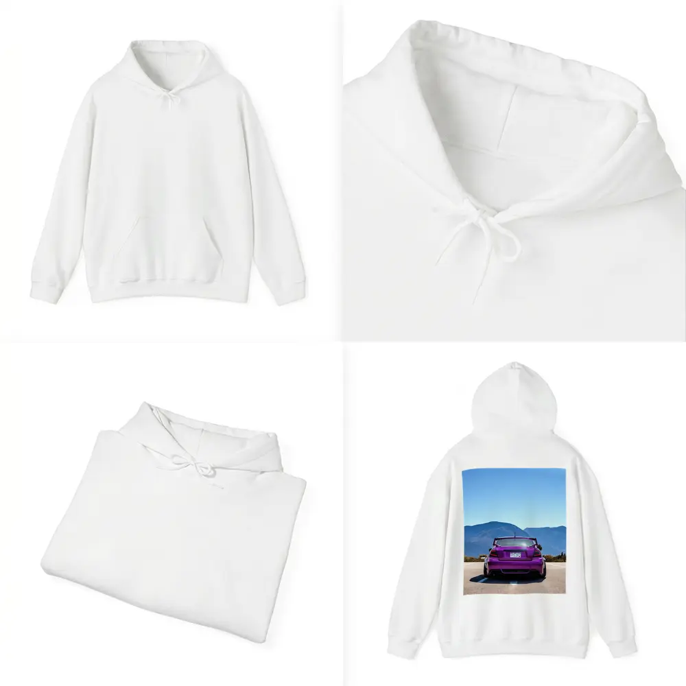 Purple Subaru WRX Rear View Mountain Road – Hoodies