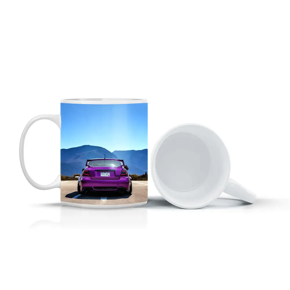 Purple Subaru WRX Rear View Mountain Road – Mugs