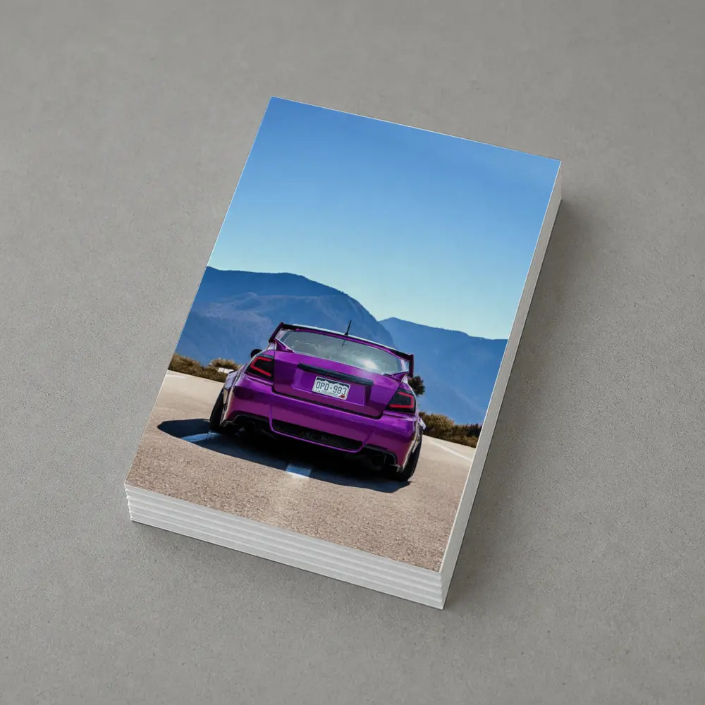 Purple Subaru WRX Rear View Mountain Road – Postcards