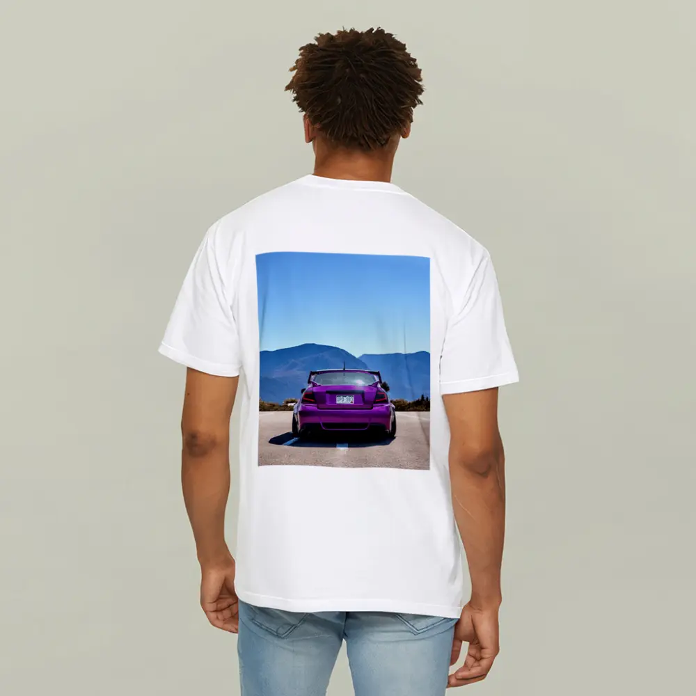Purple Subaru WRX Rear View Mountain Road – T-Shirts