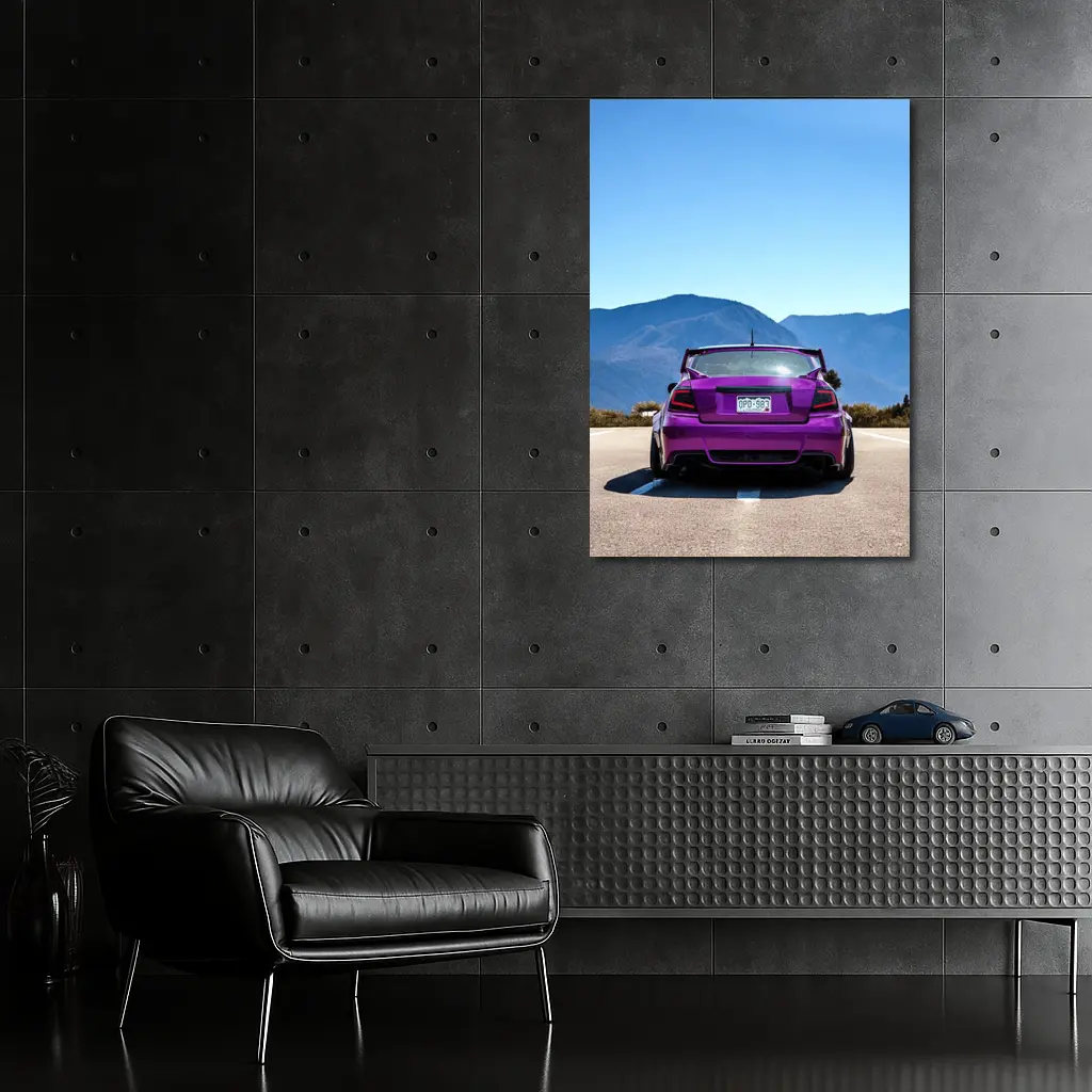Purple Subaru WRX Rear View Mountain Road – Wall Art