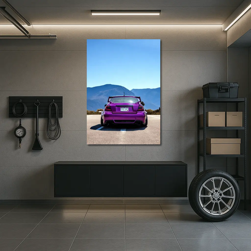 Purple Subaru WRX Rear View Mountain Road – Wall Art