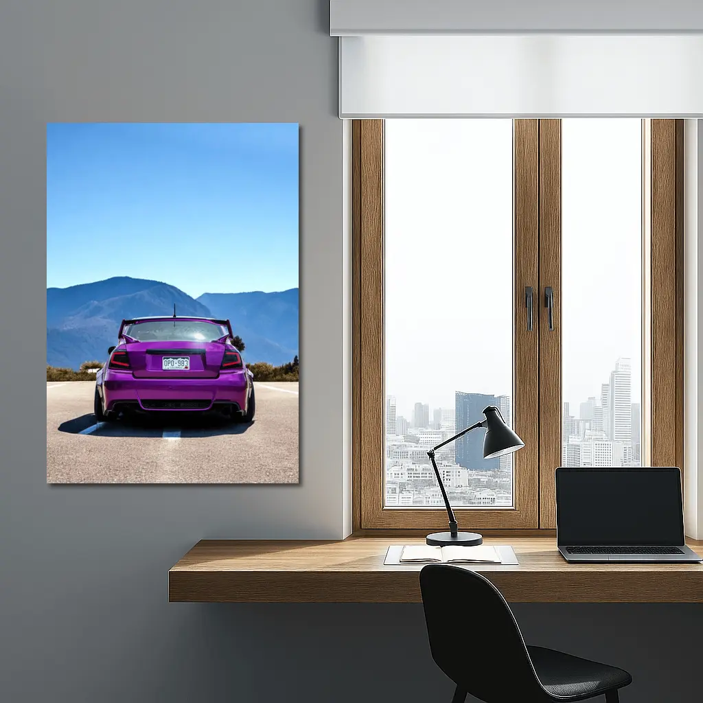 Purple Subaru WRX Rear View Mountain Road – Wall Art