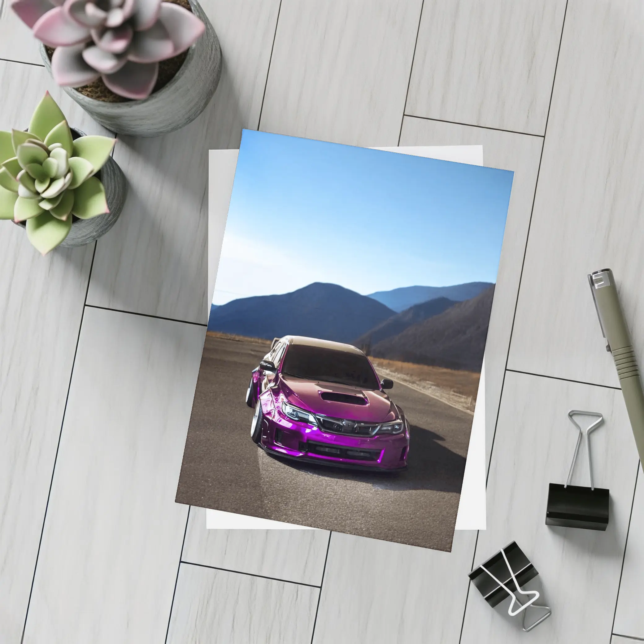 Purple Subaru WRX STI Mountain Road – Postcards