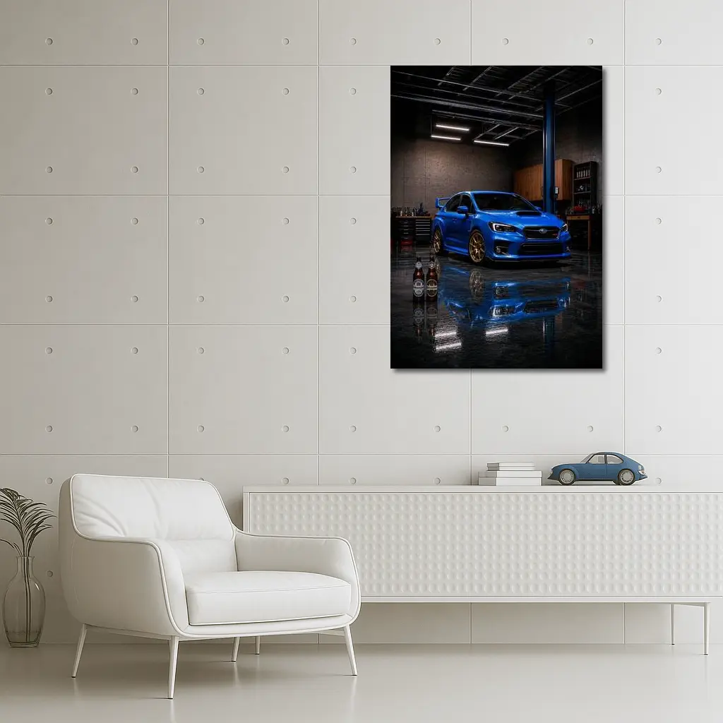 Subaru WRX STI Blue Garage Scene – Wall Art