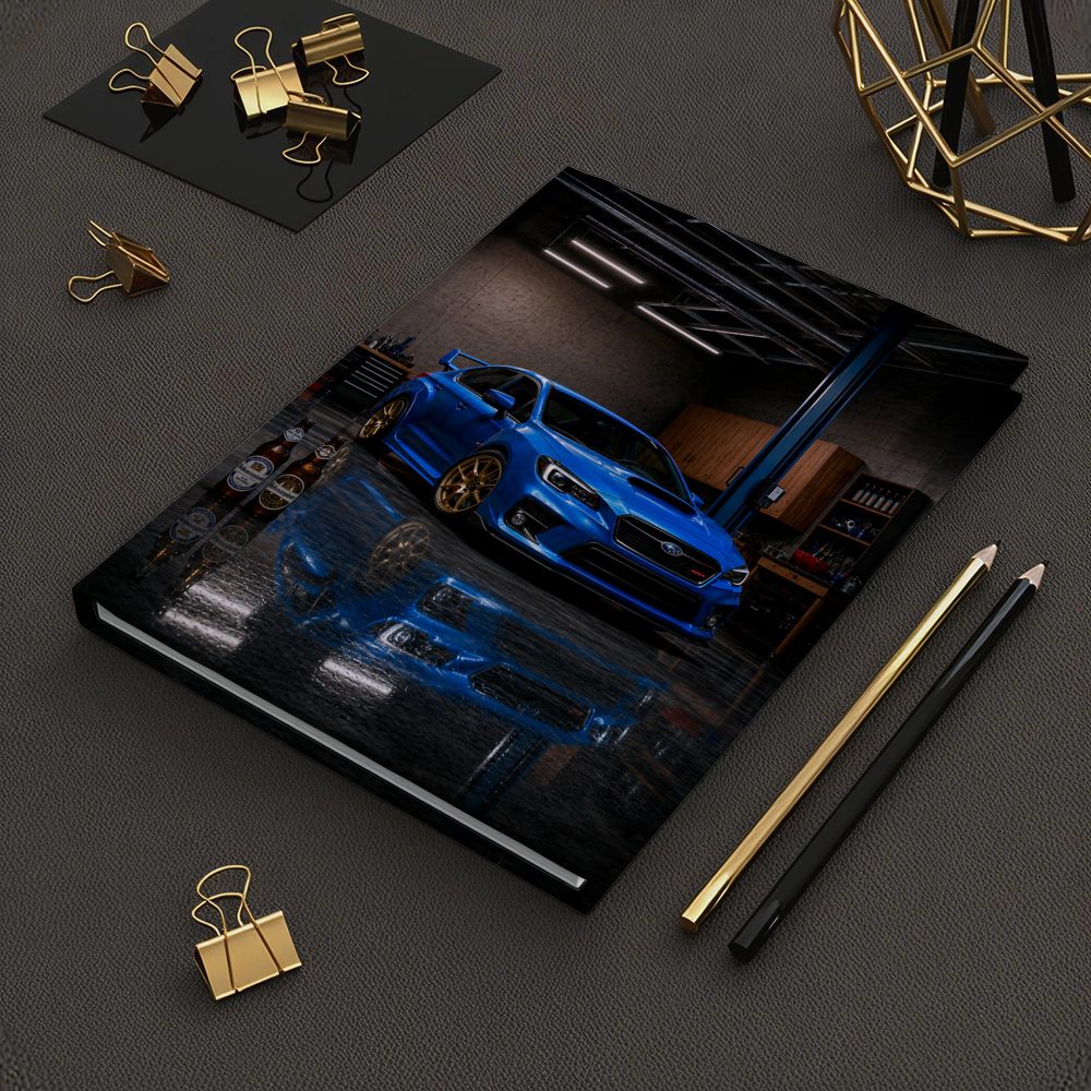 Subaru WRX STI Blue Garage Scene – Notebooks