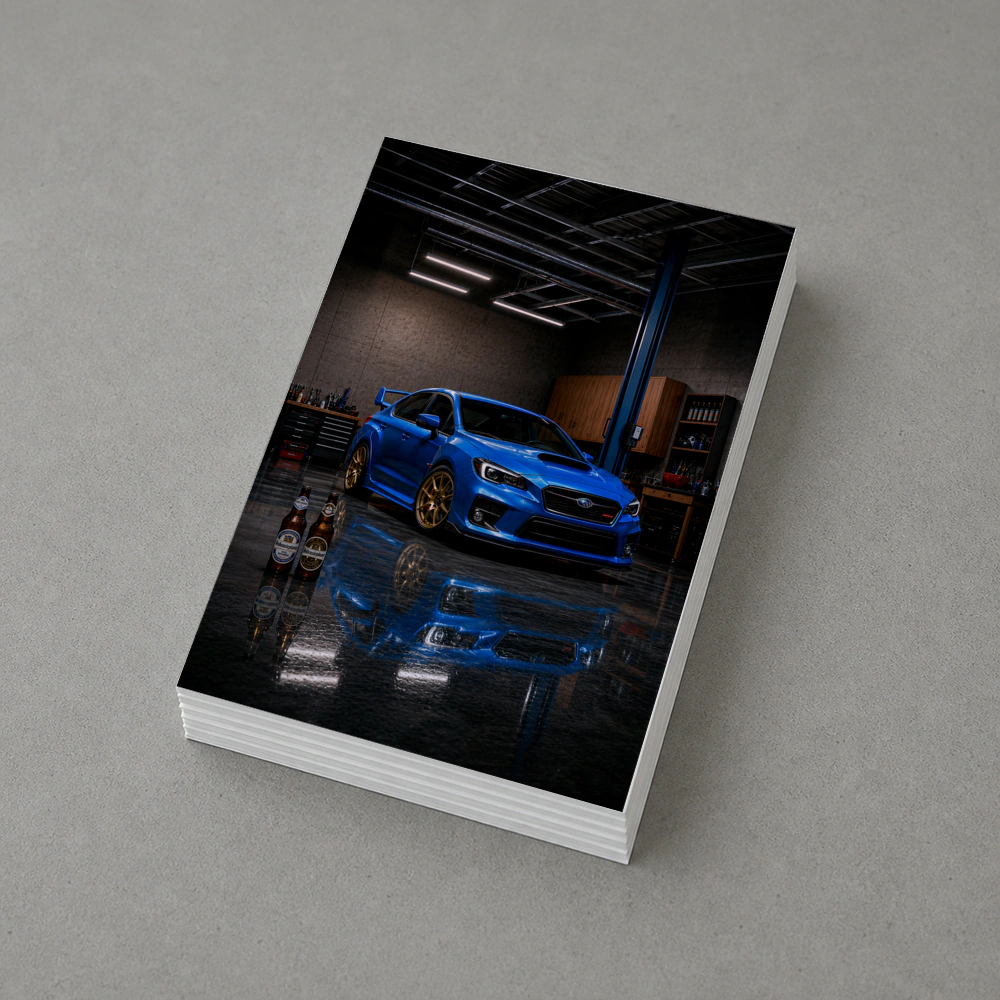 Subaru WRX STI Blue Garage Scene – Postcards