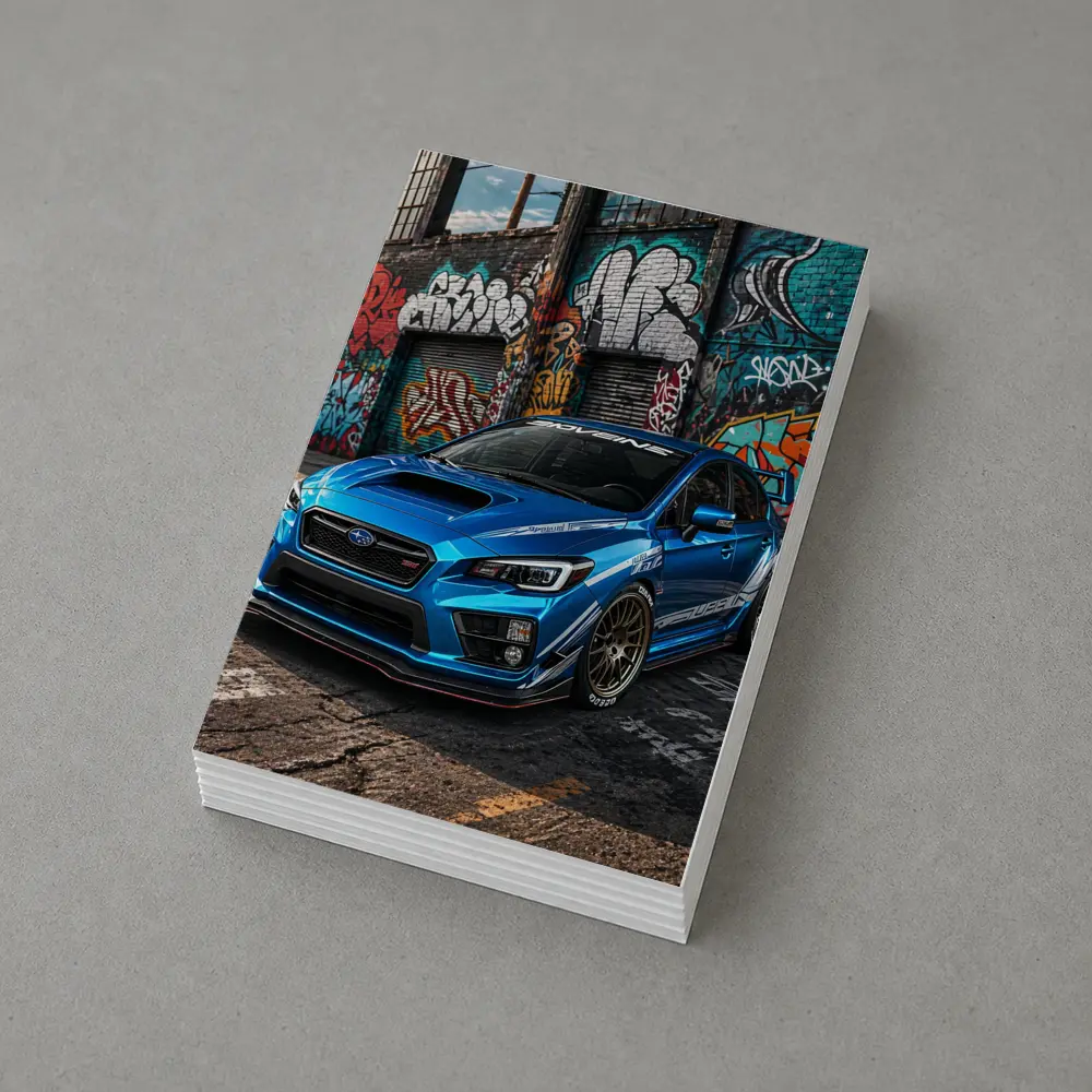 Subaru WRX STI Blue Graffiti Urban Street – Postcards