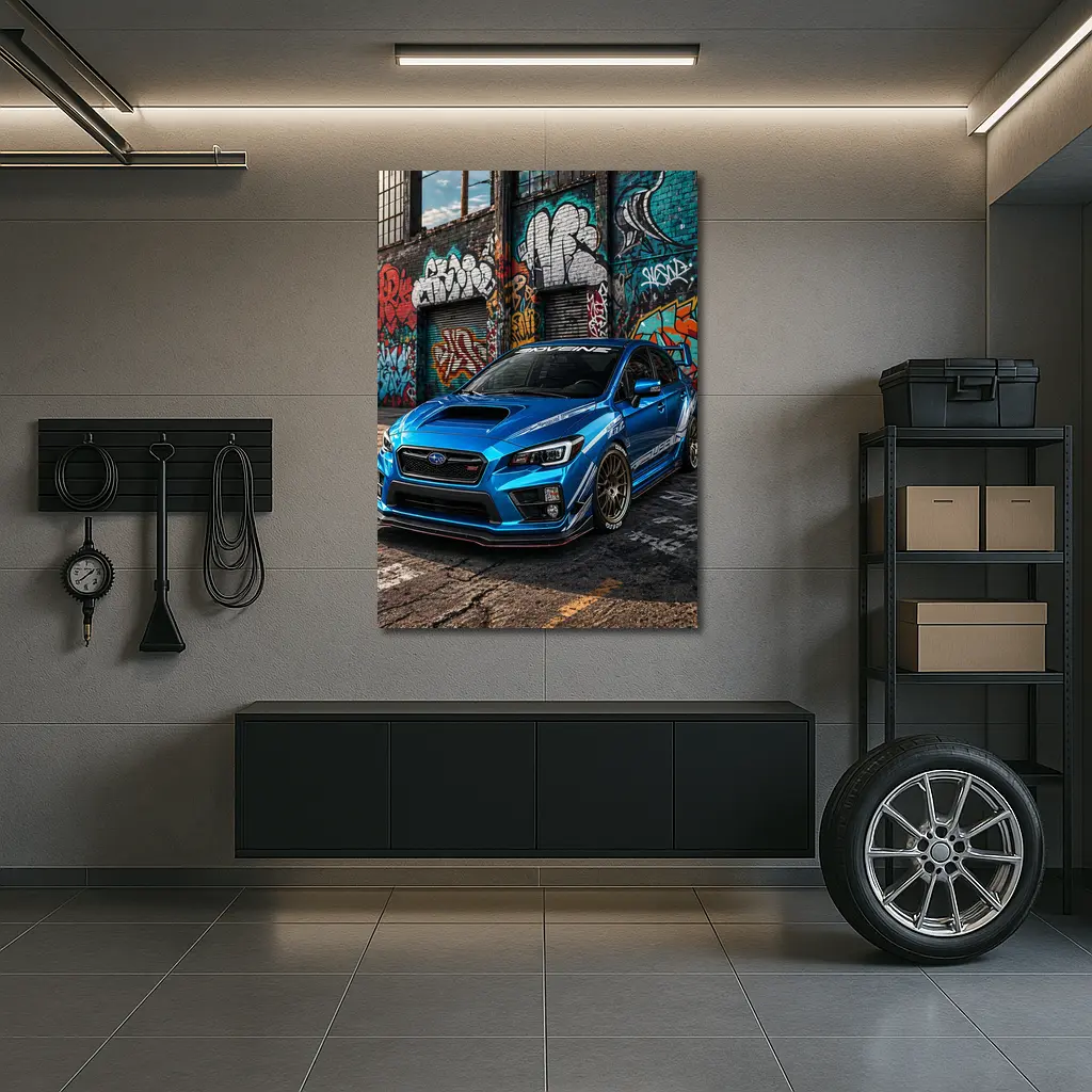 Subaru WRX STI Blue Graffiti Urban Street – Wall Art