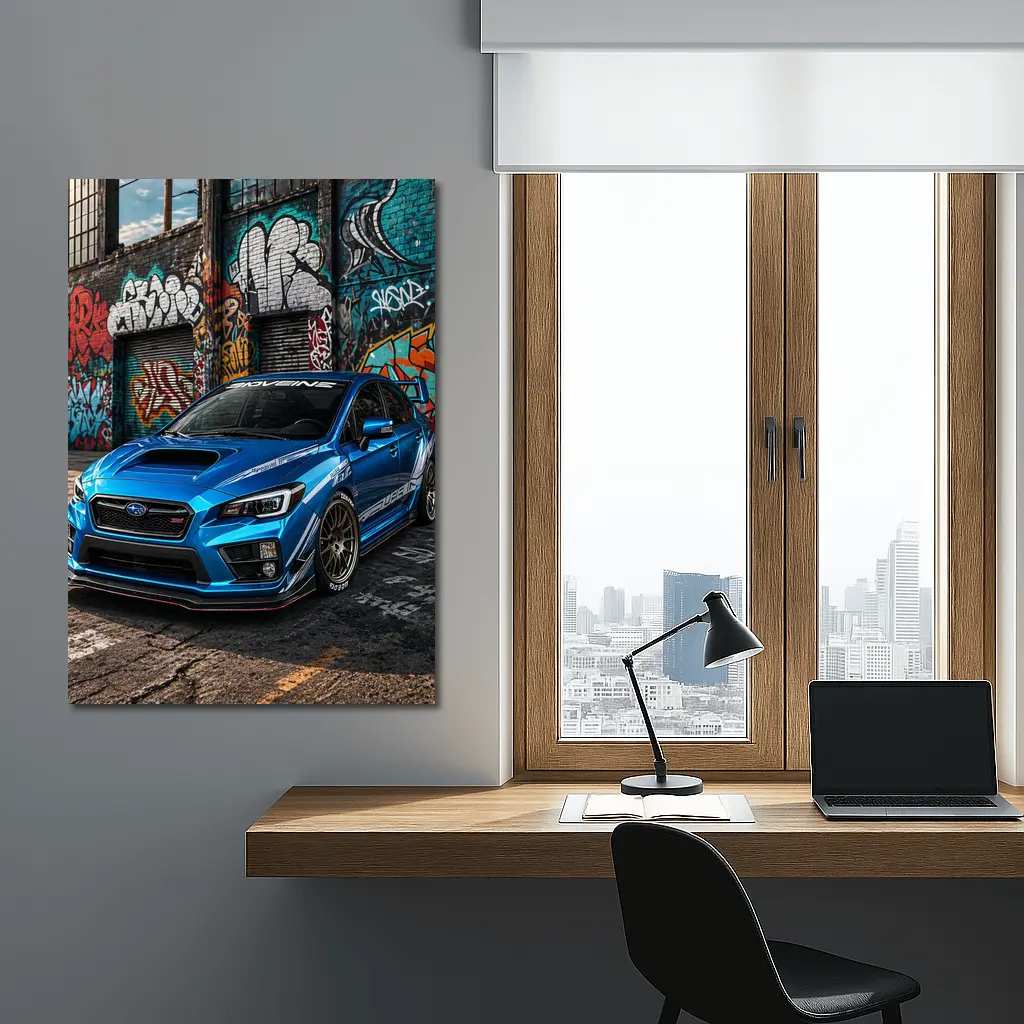 Subaru WRX STI Blue Graffiti Urban Street – Wall Art