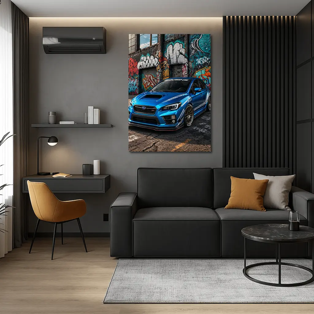 Subaru WRX STI Blue Graffiti Urban Street – Wall Art