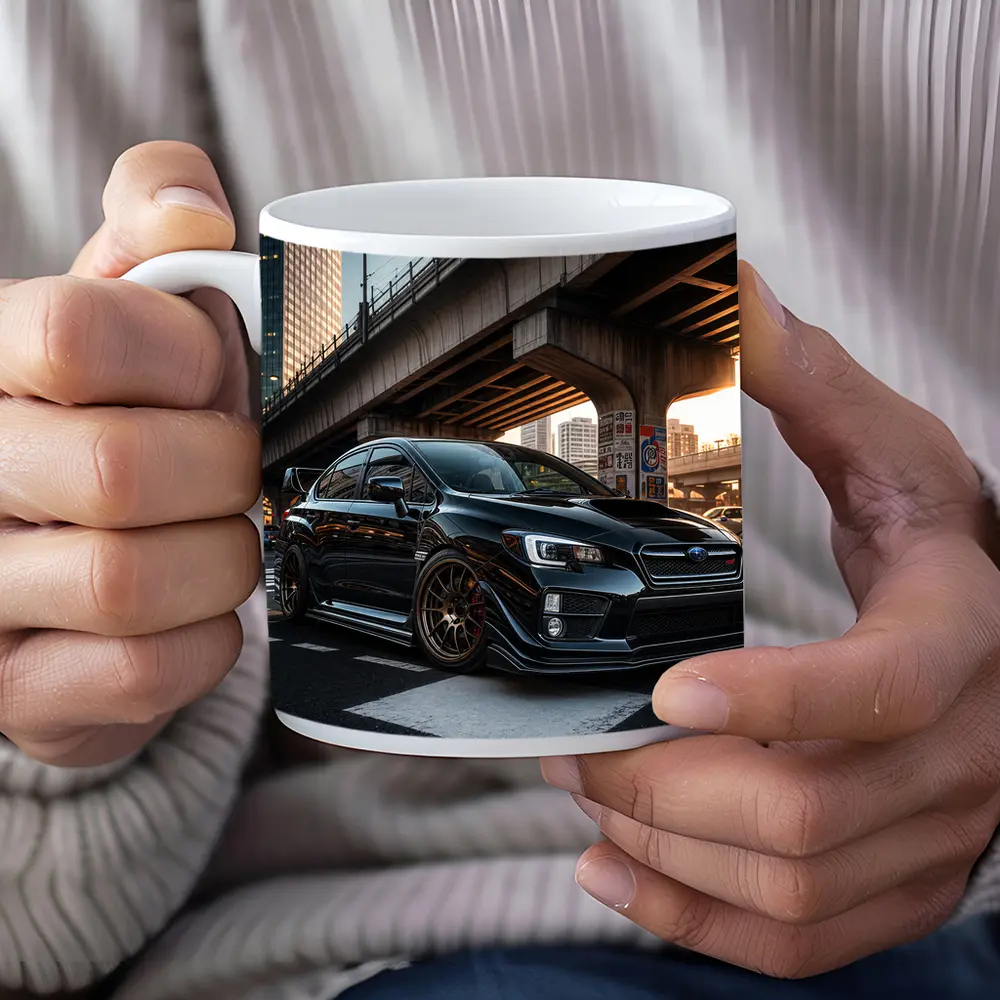 Subaru WRX STI Black Urban City Streets – Mugs